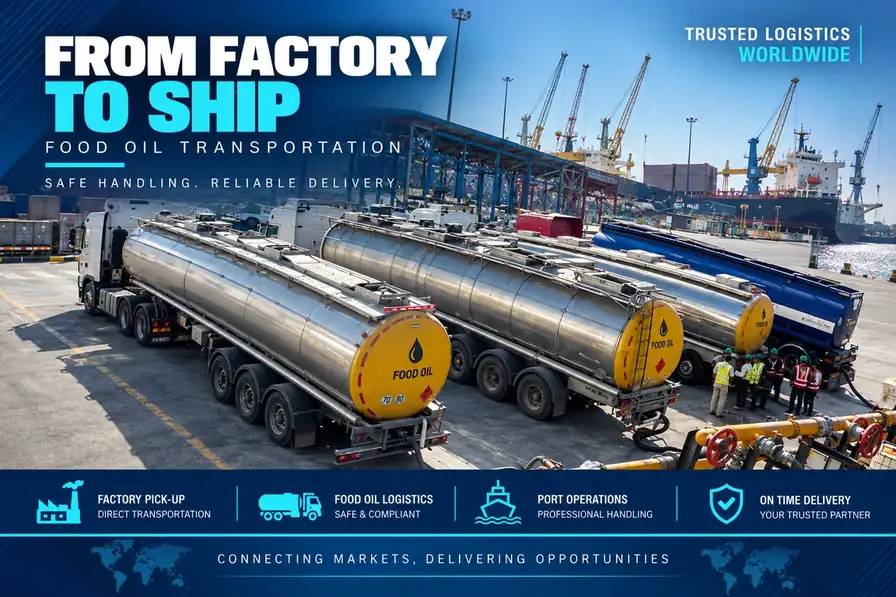 Food oil transportation from factory to ship