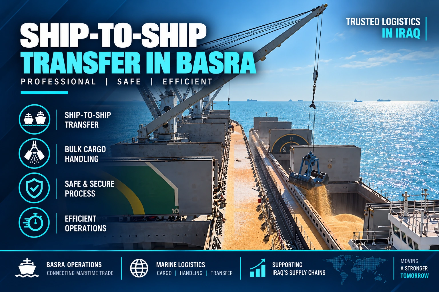 Ship-to-ship transfer in Basra, Iraq