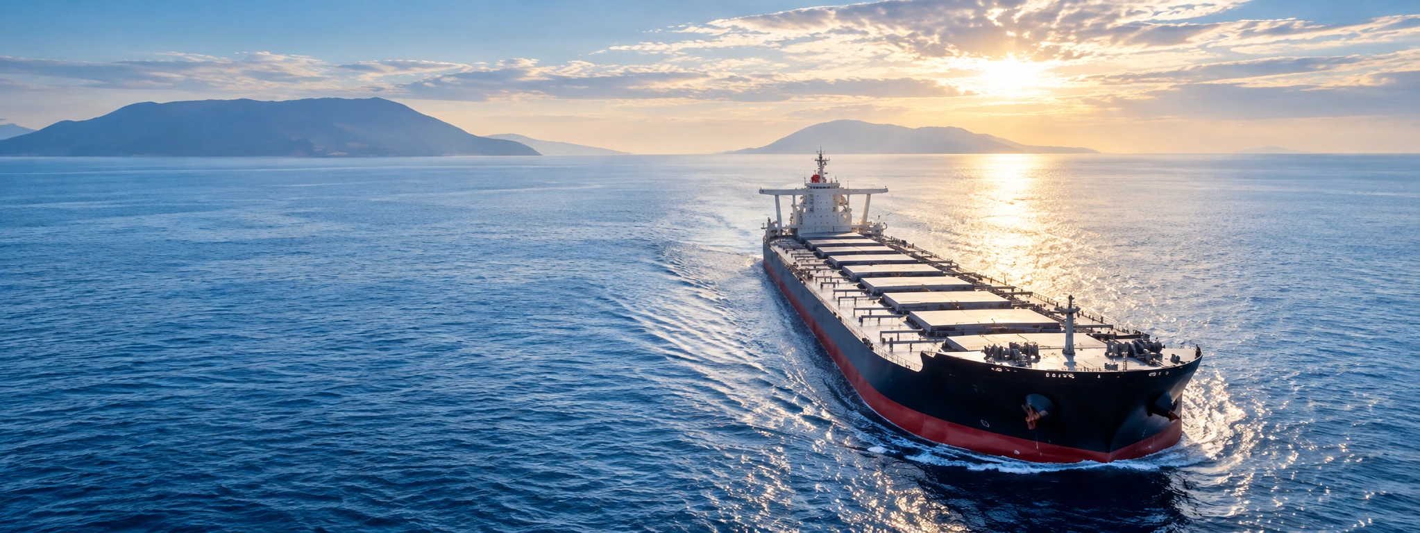 Bulk carrier at sea for ship chartering and ship agency services