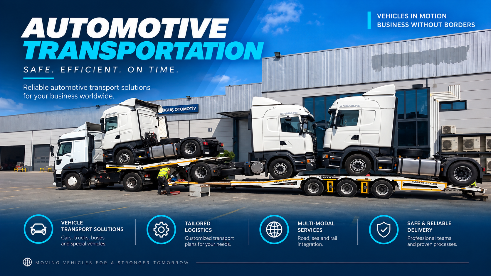 Truck tractor transport on a specialized trailer